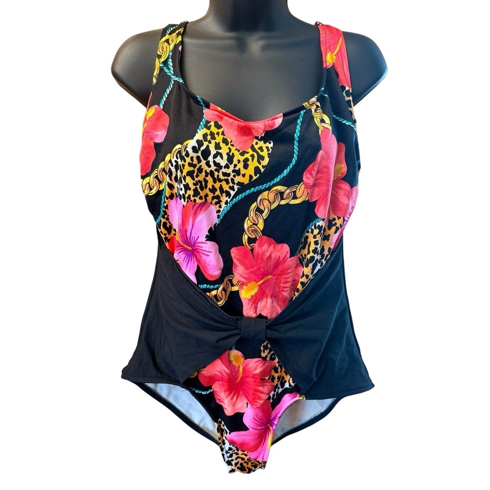 Vintage The Slim Suit 18W Swimsuit Floral Wrap Tummy Control Slimming‎ One Piece